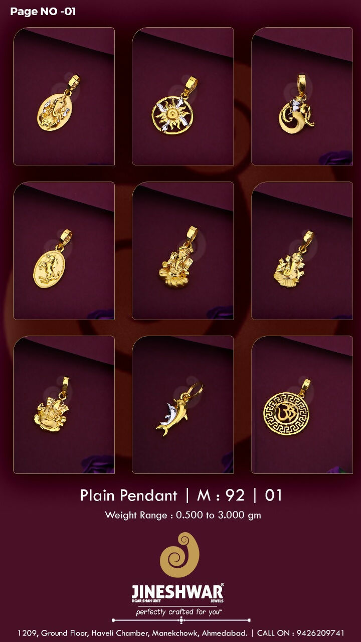 22kt Plain Pendants Sarafa Bazar India
