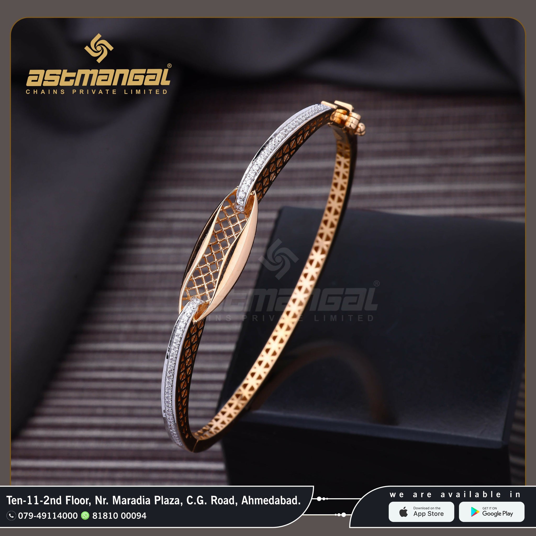 Rose Gold CZ Ladies Bracelet Sarafa Bazar India