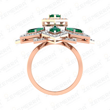 Most Loved 14K Gold Diamond Floral Ring With Two Rhodium Sarafa Bazar India