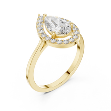 Pear Cut Lab Grown Diamond Women's Ring 9Kt Rose Gold LR-77 Sarafa Bazar India