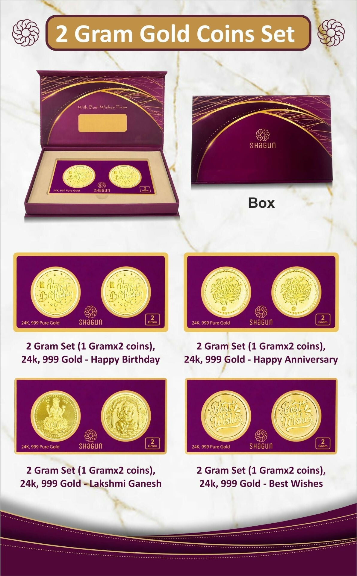 2gm Gold Coins Set Sarafa Bazar India