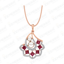 Trendy 14K Rose Gold Diamond Floral Cluster Pendant Sarafa Bazar India
