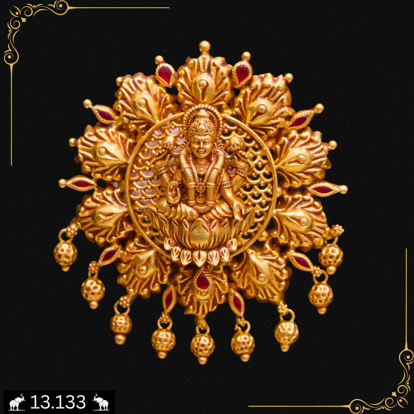 Antique Temple Pendant Set Sarafa Bazar India