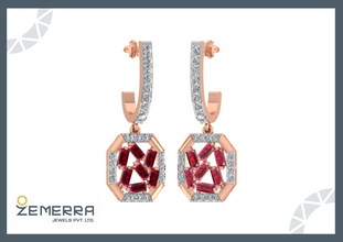 Radiant 14K Rose Gold Diamond Ruby Baguette Bali Sarafa Bazar India