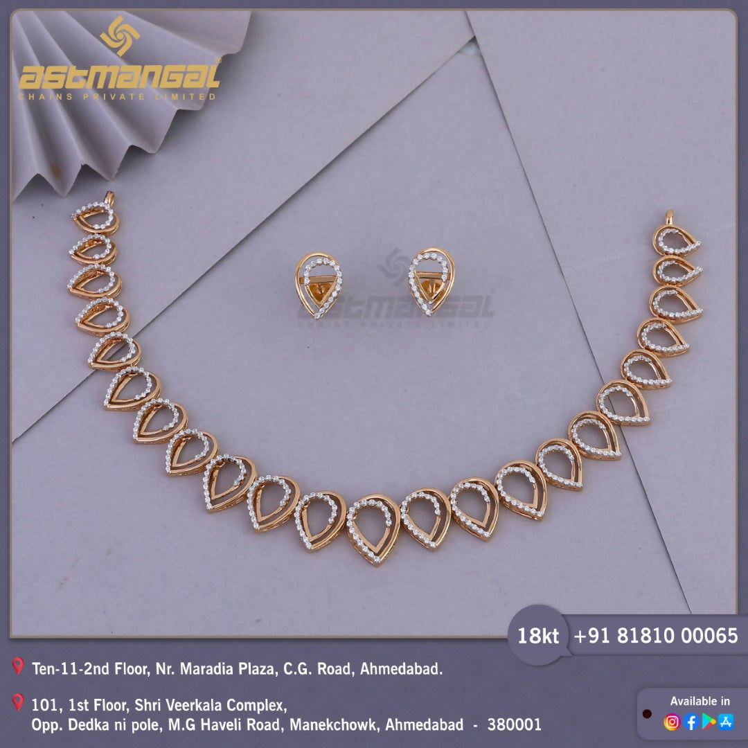 Rose Gold CZ Necklace Sarafa Bazar India