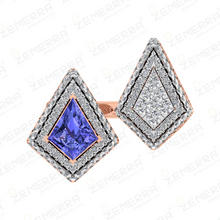 Kite-Shaped Tanzanite Center Stone in 14KT Rose Gold Sarafa Bazar India