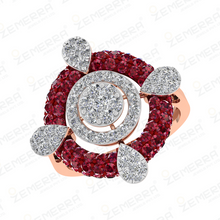 Delicate 14K Gold Diamond Ruby Stone Cocktail Ring