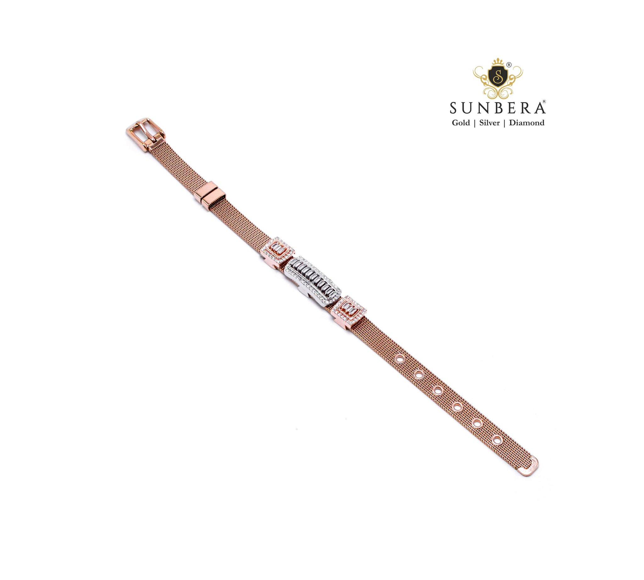 925 Silver Rose Gold Ladies Bracelet Sarafa Bazar India