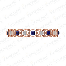 Sparking Diamond Sapphire Bangle in 14K Rose Gold Sarafa Bazar India