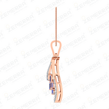 Brilliant 14K Rose Gold Diamond Geometric Drop Pendant Sarafa Bazar India