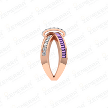 Classy 14K Rose Gold Diamond Cross Over Band Ring Sarafa Bazar India