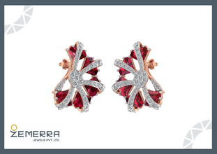 Uniqu 14K Gold Diamond Spiral Fan Stud Earrings Sarafa Bazar India