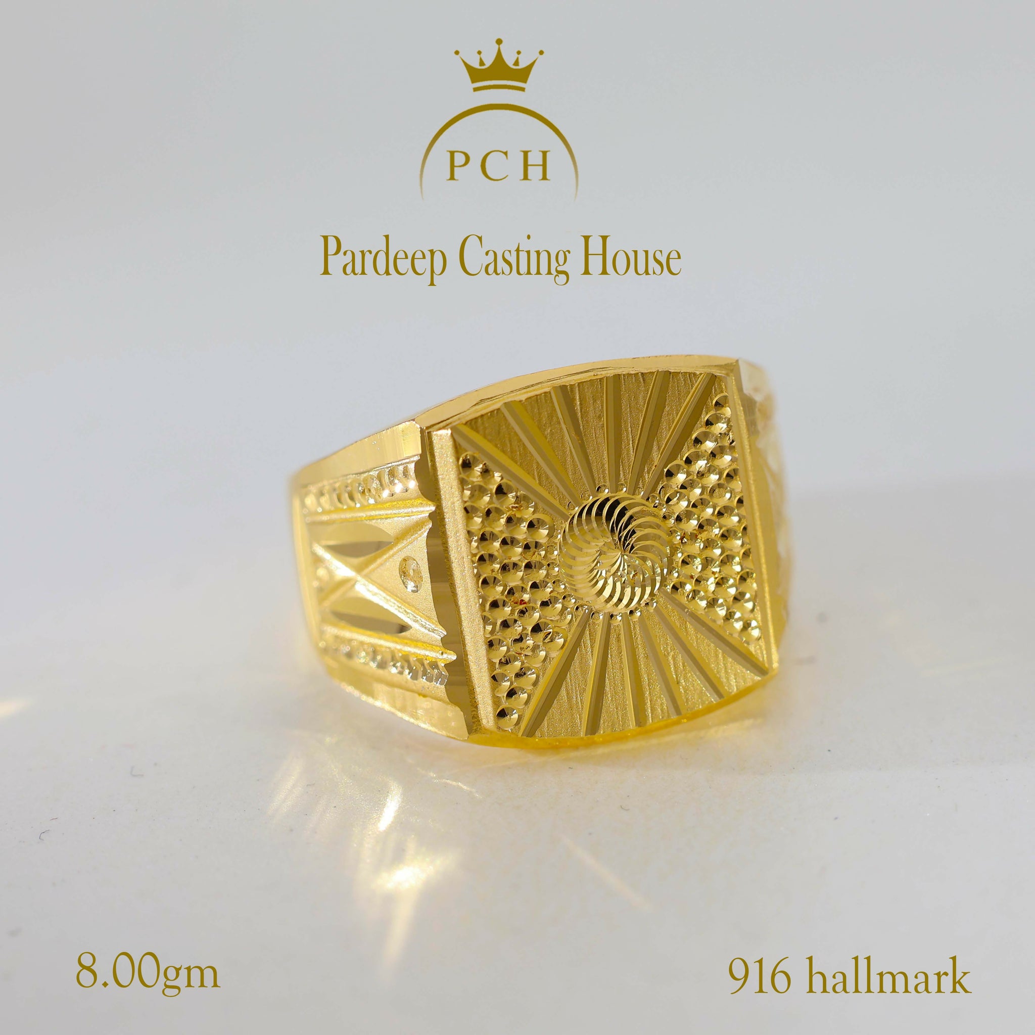 916 gold hallmark mens cut ring Sarafa Bazar India