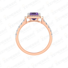 14K Rose Gold Diamond Emerald Halo Diamond Ring For Women Sarafa Bazar India