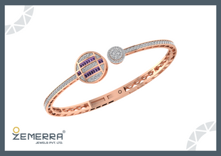 Unique 14K Gold Diamond Open Bangle Cuff Bracelet
