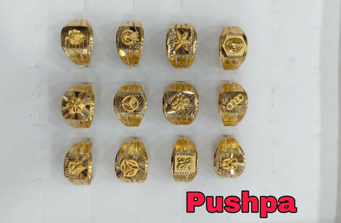 Pushpa Gold Gents Ring Sarafa Bazar India