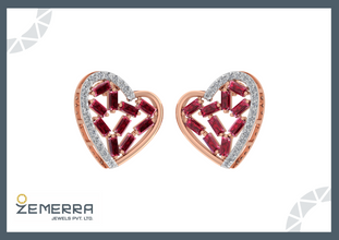 Lavish 14K Gold Diamond Heart Shaped Stud Earring