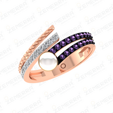 Unique 14K Rose Gold Diamond Wrap Ring With Pearl Sarafa Bazar India