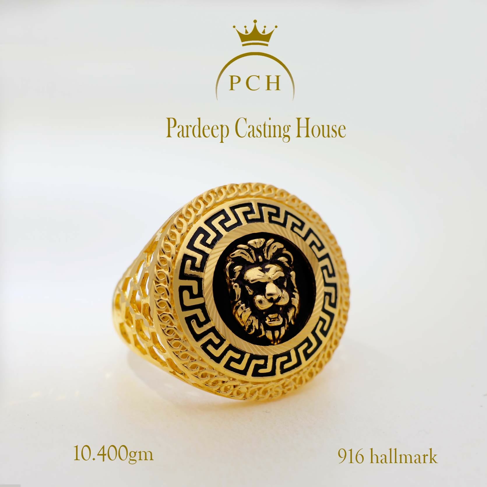 Copy of Heavy Mercedes Black Plate Gents Gold Ring Sarafa Bazar India