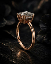 Princess Cut Lab Grown Diamond Women's Ring 9Kt Rose Gold LR-65 Sarafa Bazar India