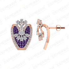 14K Gold Diamond Flower Cluster Pendant Set with Ruby Stone Sarafa Bazar India