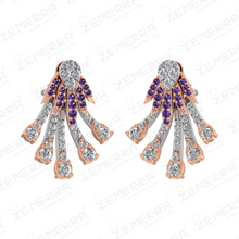 Delicated 14K Gold Fan-Shaped Diamond Pendant Set Sarafa Bazar India