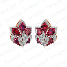 14K Gold Diamond Stud Earring With Gemstone Sarafa Bazar India