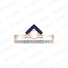 Lavish 14K Rose Gold Diamond Pearls Ring For Women Sarafa Bazar India