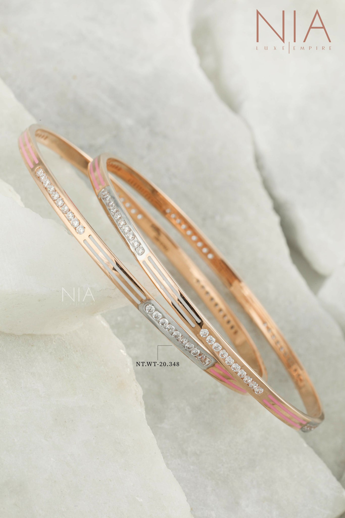 Rose Gold CZ Bangles Sarafa Bazar India