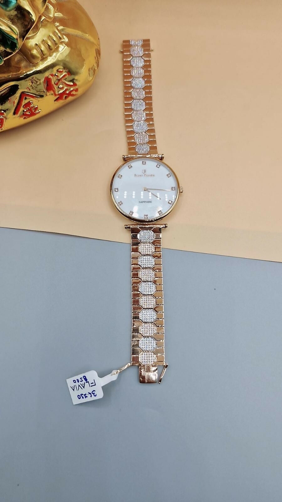 Rose Gold CZ Gents Watch Sarafa Bazar India