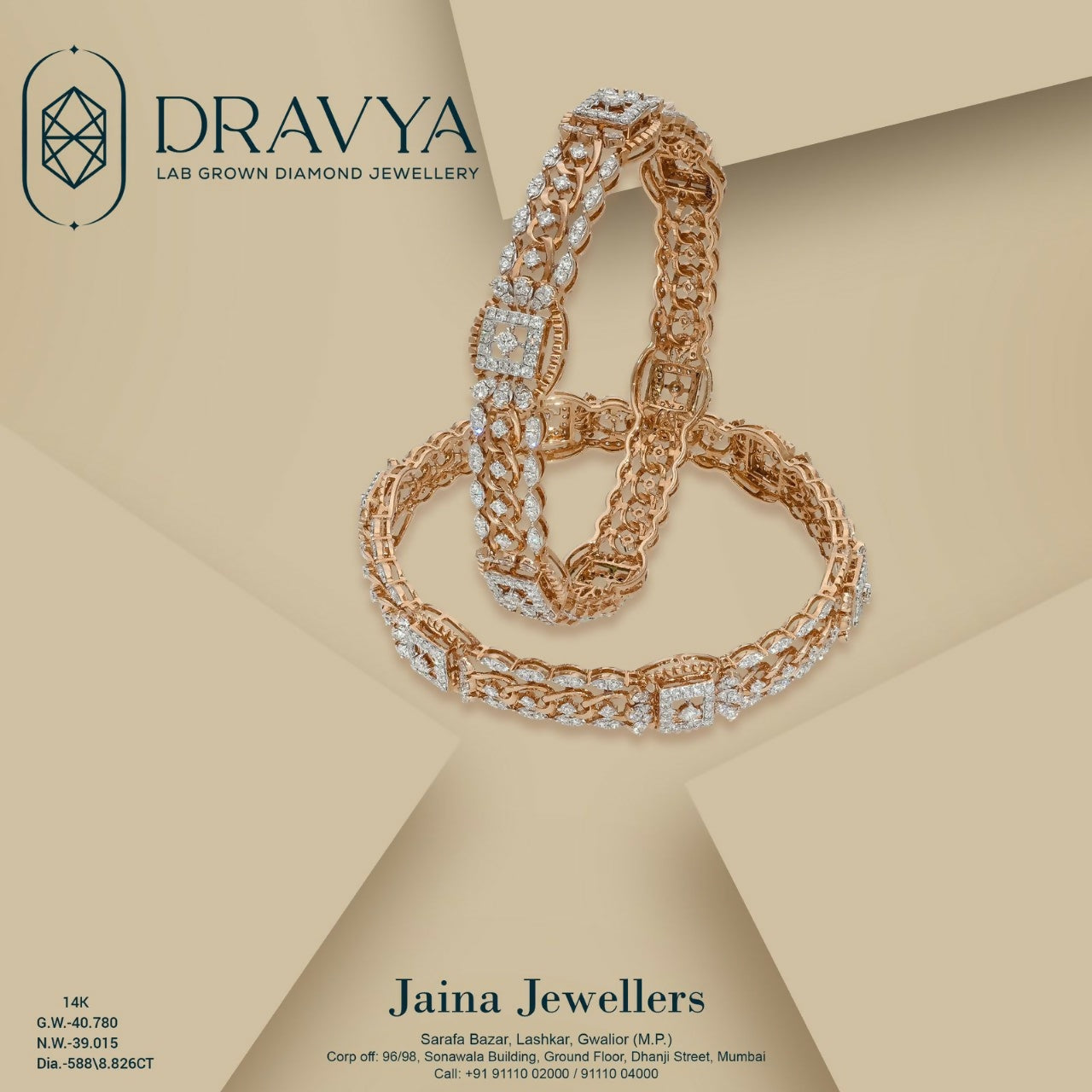 Lab Grown Diamond Bangle Sarafa Bazar India