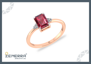 Stylish 14K Gold Ruby Emerald Stone Engagement Diamond Ring Sarafa Bazar India