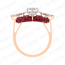 Delicate 14K Gold Diamond Ruby Stone Cocktail Ring