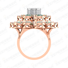 Luxury 14K Rose Gold Diamond Flower Cocktail Ring Sarafa Bazar India