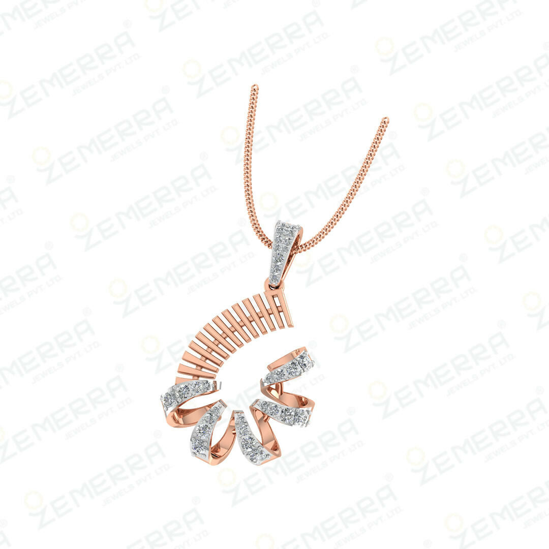 14K Rose Gold & Dizzling Diamond Pendant Sets Sarafa Bazar India