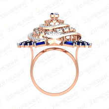 Sapphire Diamond Marquise Cocktail Ring 14K Rose Gold Sarafa Bazar India