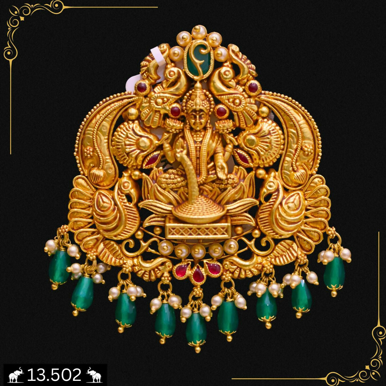 Antique Temple Pendant Set Sarafa Bazar India