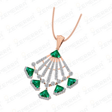 Signature 14K Gold Diamond Peacock Fan Pendant Set Sarafa Bazar India