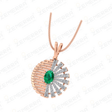 14K Rose Gold Diamond Circle Pendant Set Design Sarafa Bazar India