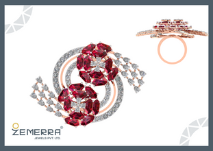 Hot Selling 14K Rose Gold Diamond Cocktail Ring Sarafa Bazar India