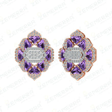 14K Gold Diamond Pendent Set With Purple Stone Sarafa Bazar India