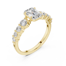 Emerald Cut Lab Grown Diamond Women's Ring 9Kt Yellow Gold LR-69 Sarafa Bazar India