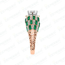 14K Rose Gold Diamond Green Emerald Stone Rings - Fine Jewelry Sarafa Bazar India