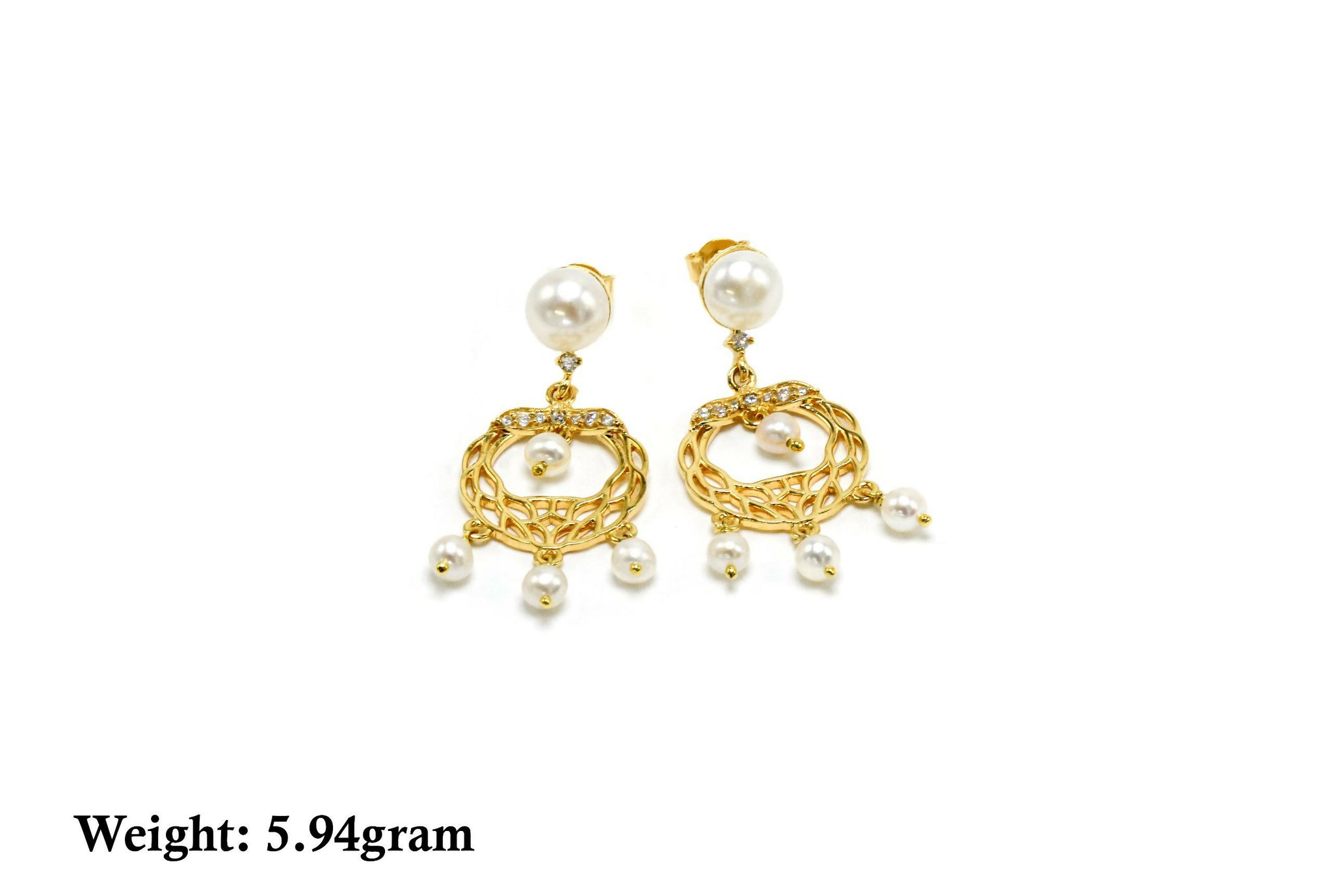 925 Silver Gold Plated Earring Sarafa Bazar India