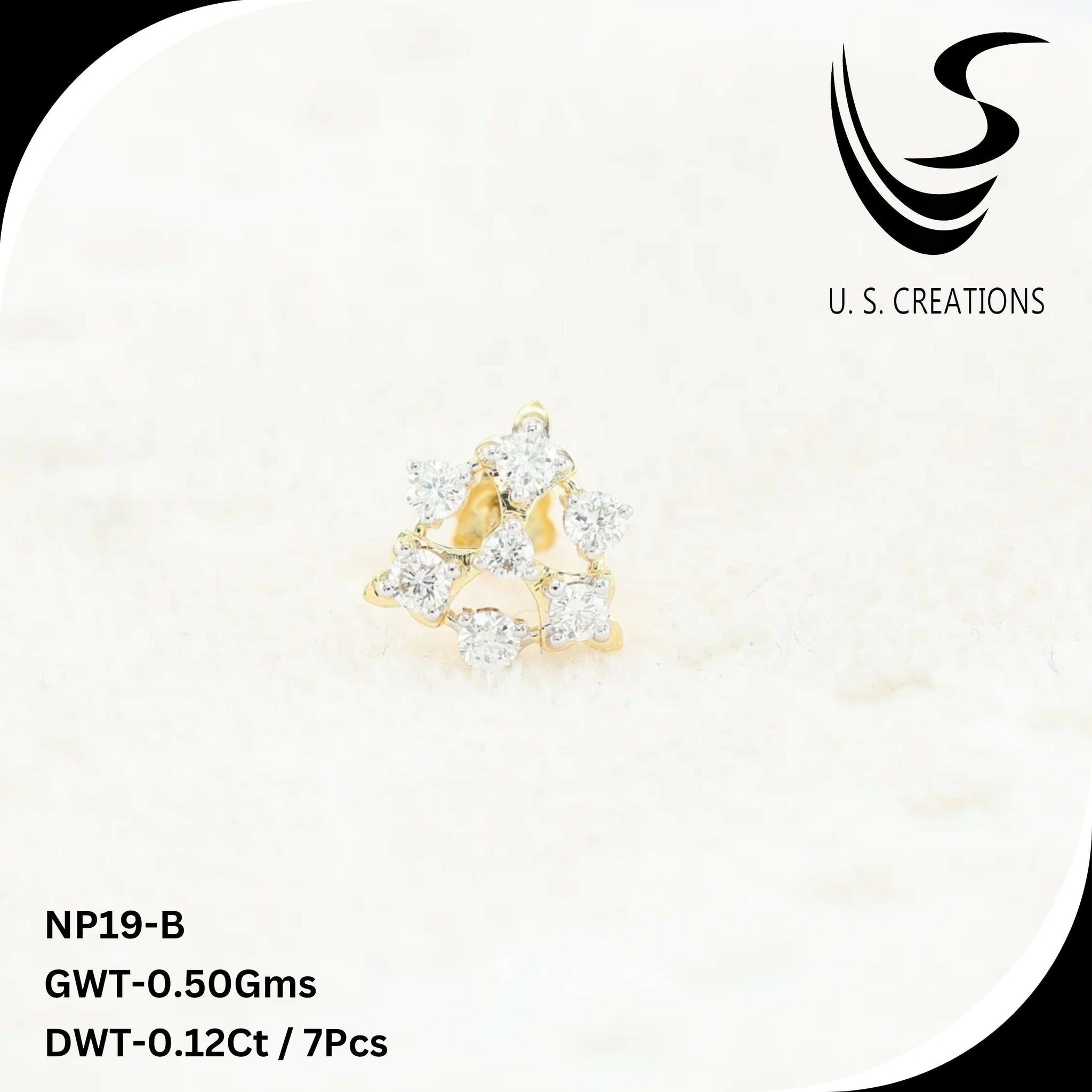 Exquisite Gold & Diamond Nose Pin -NP-19-B Sarafa Bazar India