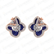 Most Loved 14K Gold Blue Stone Floral Clover Diamond Pendant Sarafa Bazar India