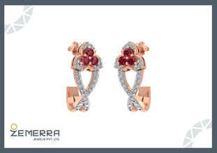 Brilliant 14K Rose Gold Diamond Floral Bali For Her Sarafa Bazar India