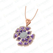 14K Rose Gold Purple Gemstone Pendant – New Design Sarafa Bazar India
