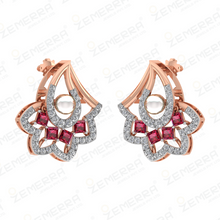 Trendy 14K Rose Gold Diamond Floral Cluster Pendant Sarafa Bazar India