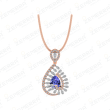 Diamond Pendant Sets with Blue Gem in 14K Gold Sarafa Bazar India
